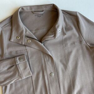 Eileen Fisher Taupe Oversized Organic Cotton Full Zip Snap Jacket Women’s‎ Small